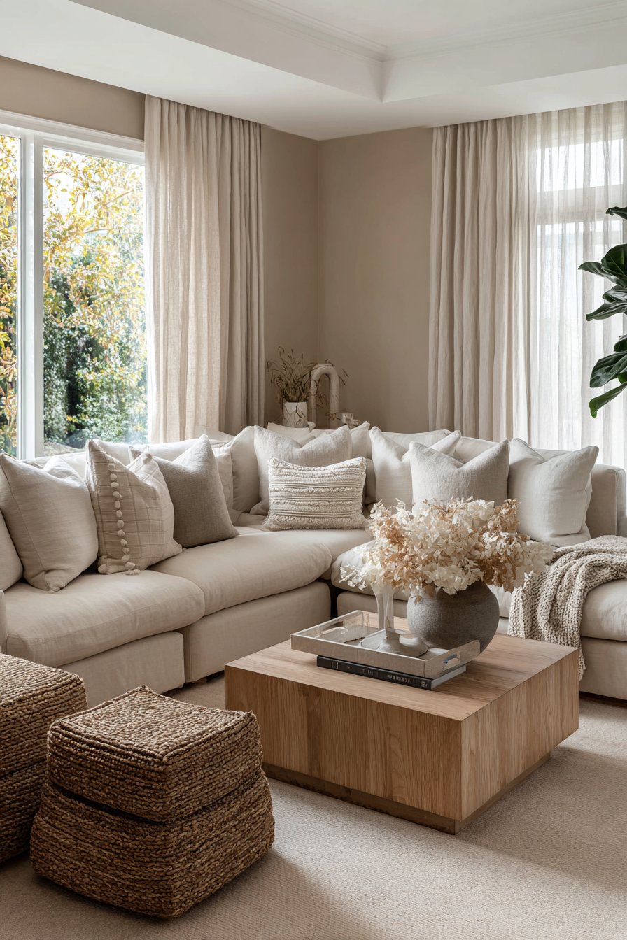 Layered beige shades from ivory to camel with varied textures