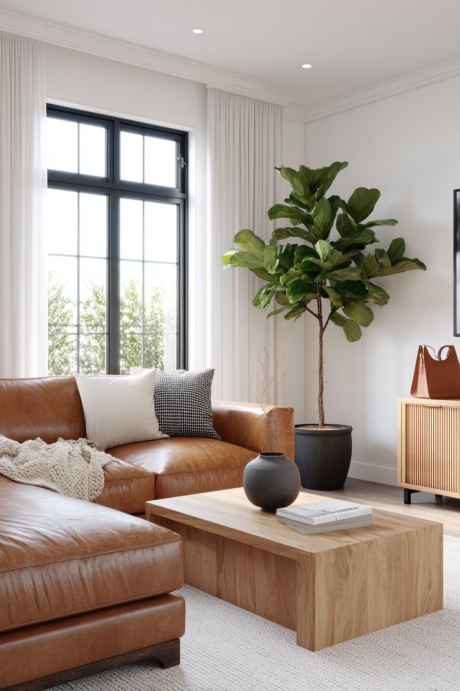 Light brown oak furniture with white and grey