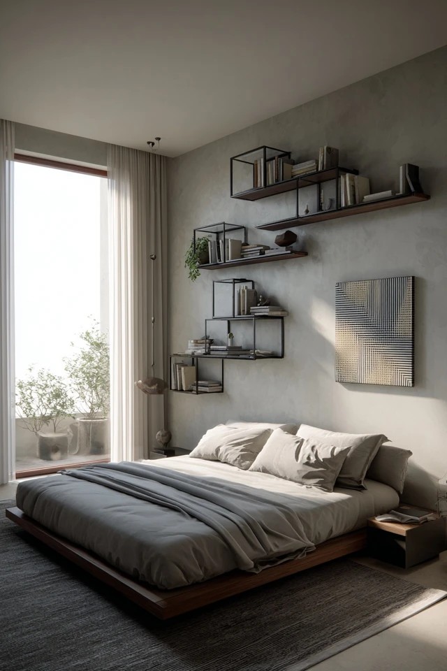Floor-to-ceiling glass divider with frosted privacy sections