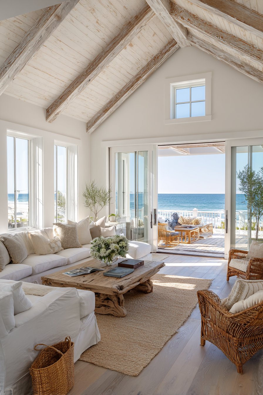 450-square-foot coastal room with vaulted shiplap