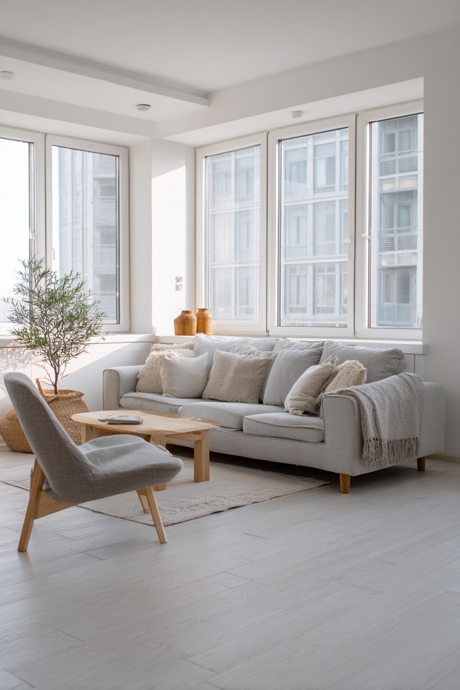 All furniture raised on visible legs creating airiness