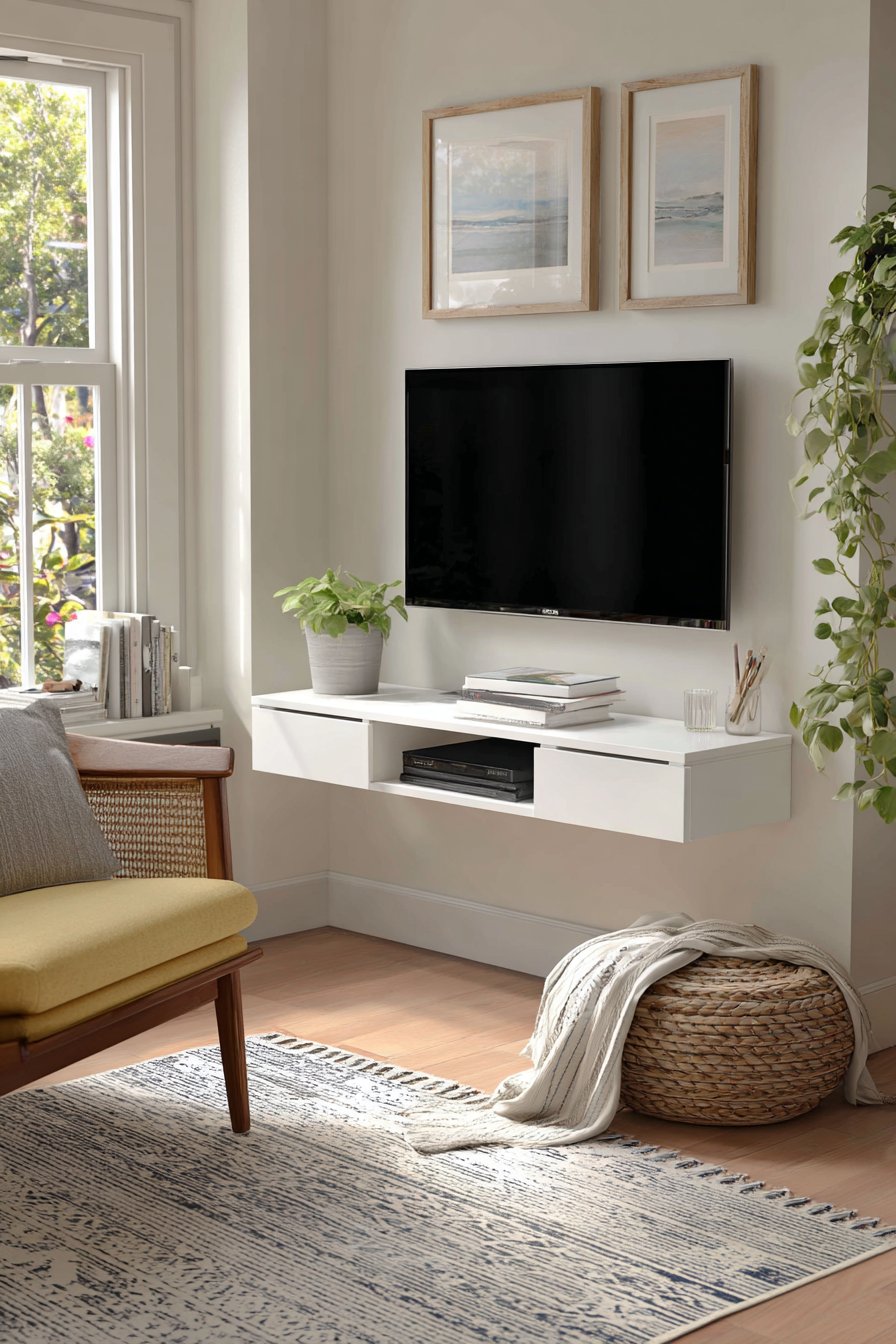 White lacquer stand only 12 inches deep