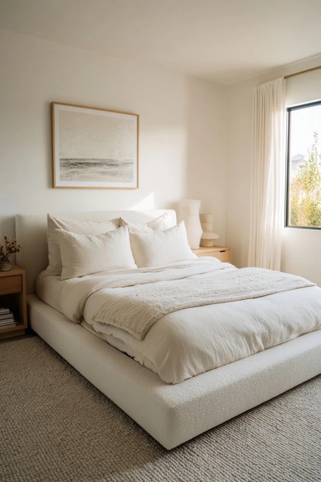 Open bathroom with freestanding tub visible from bedroom