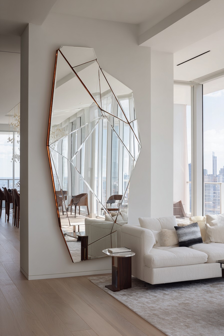 Irregular geometric bronze-tinted mirror