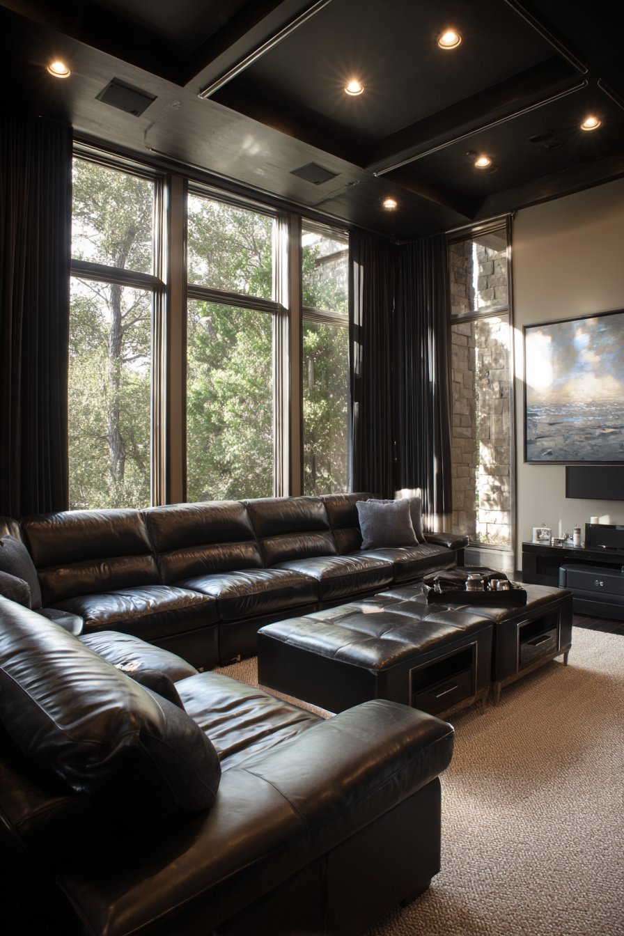Big living room designed for home theater seating