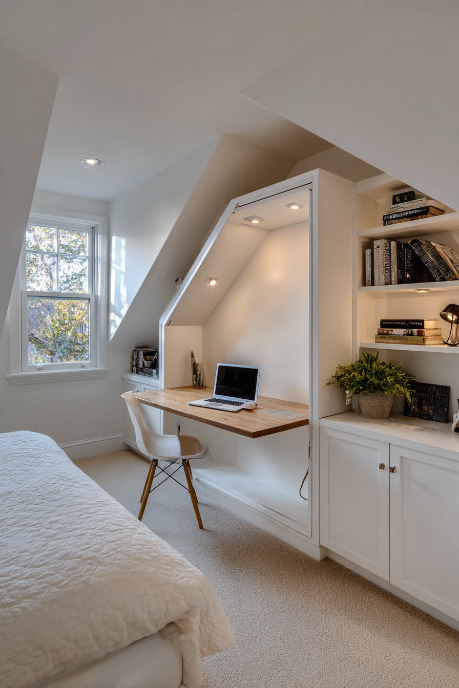 Authentic stone chimney wall with white painted beams