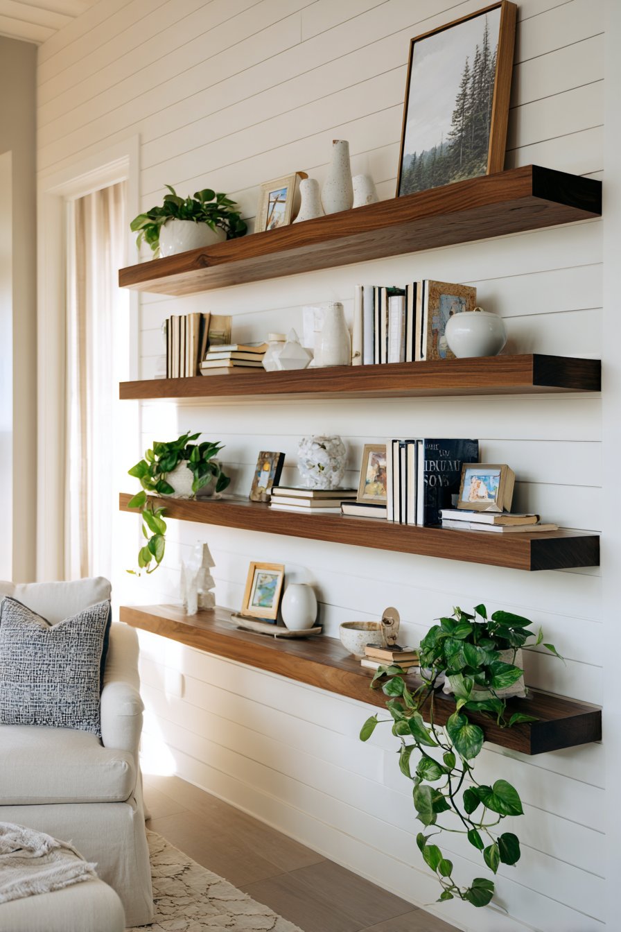 Large abstract painting above sectional