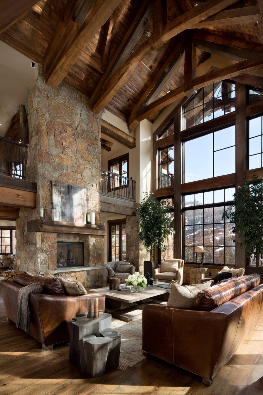 18-foot vaulted ceiling with exposed beams