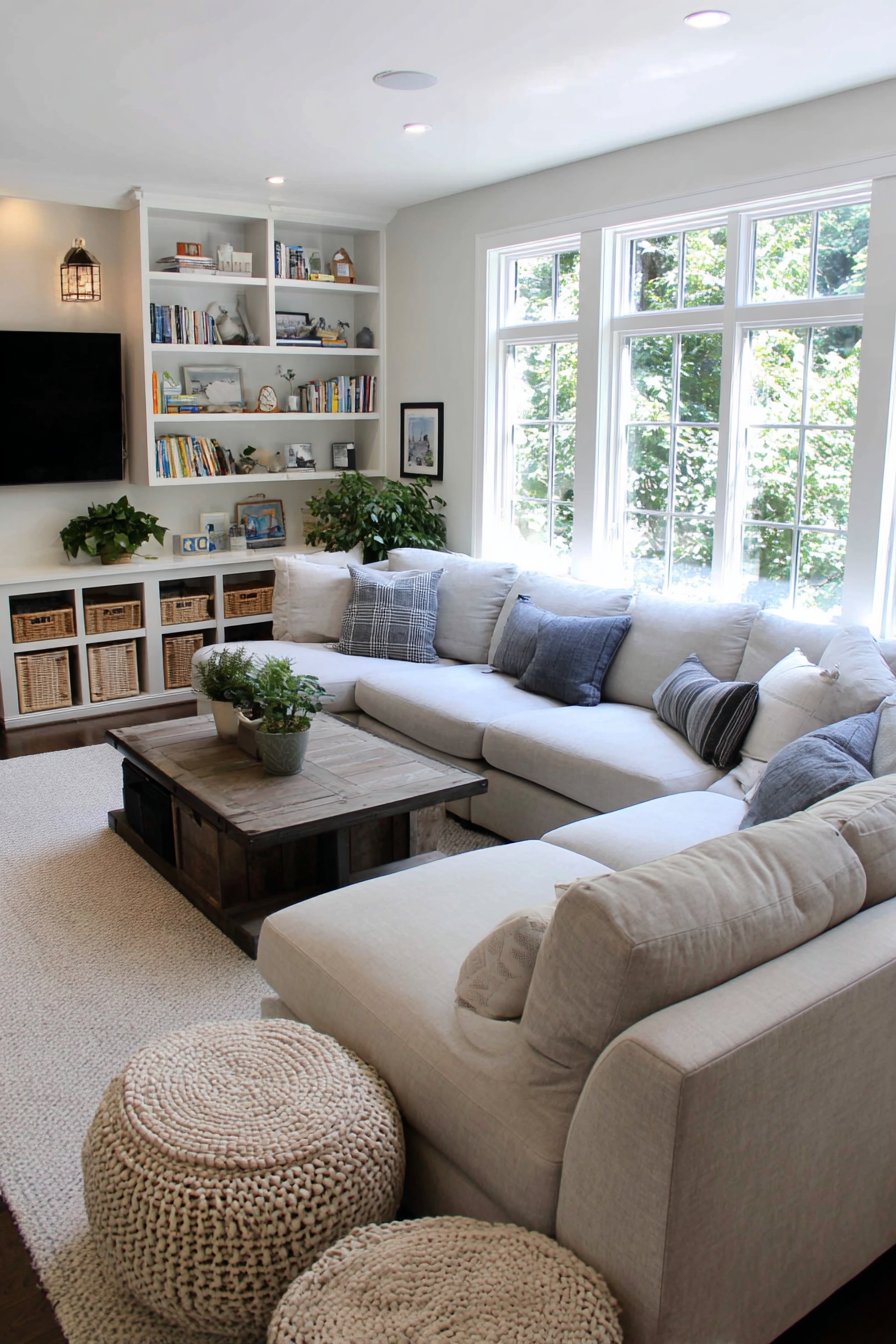 450-square-foot family room with activity zones