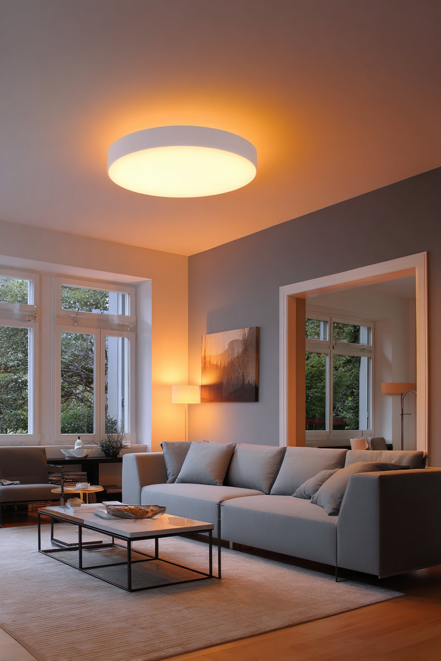 Smart LED lights showing warm evening mode