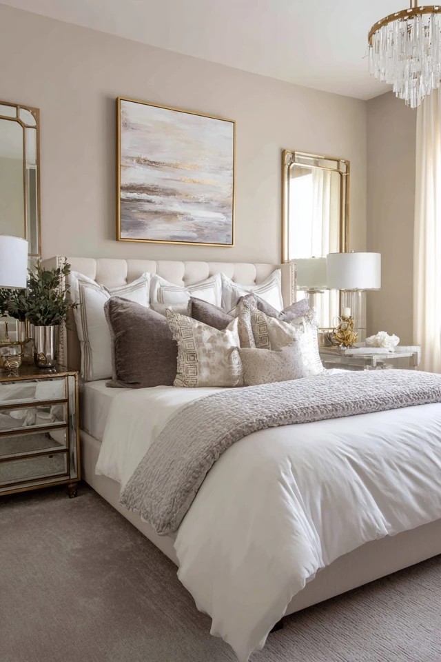 Mixed metals with cream walls and taupe furniture