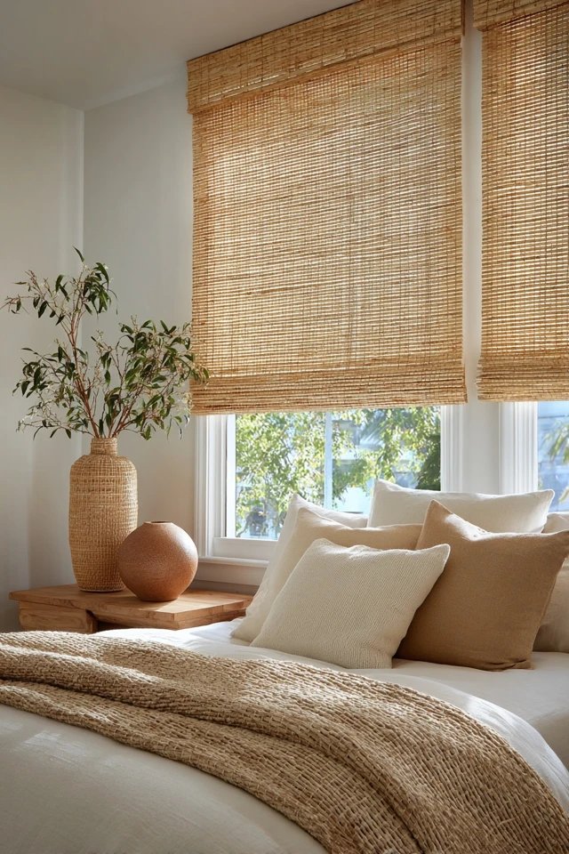 Woven bamboo with horizontal fold mechanism
