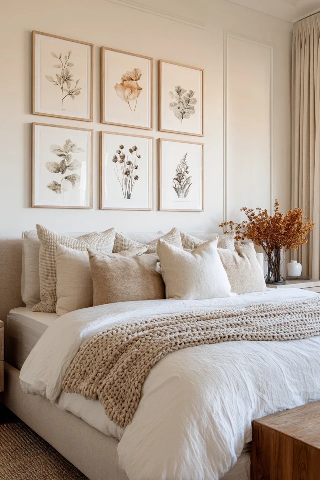 Plush beige fur draped across white bedding