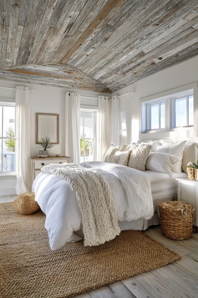 Thick rope through antique pulley with weathered wood