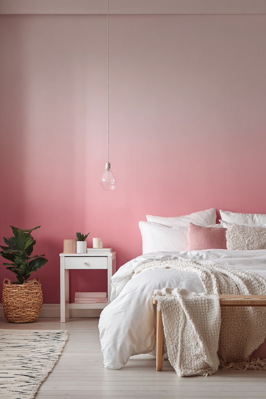 Painted gradient from white to deep rose