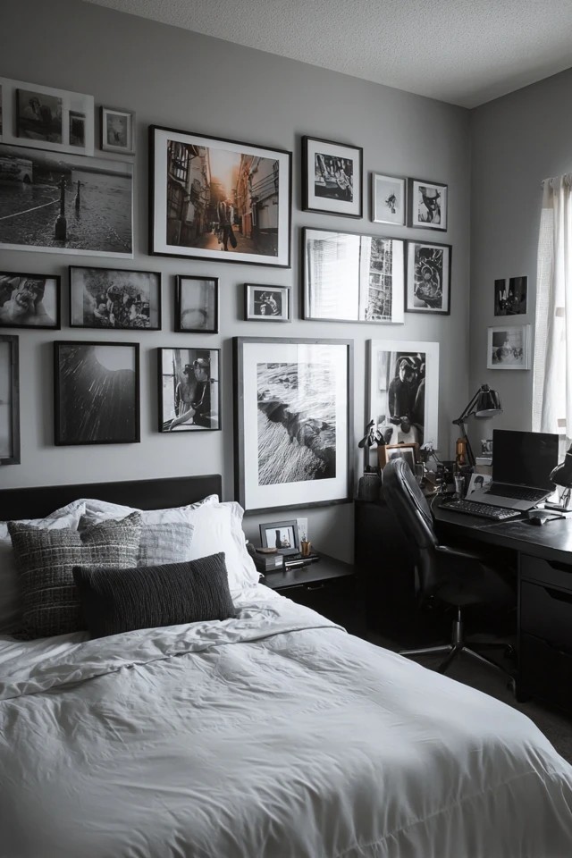 Curated photo collection in black frames