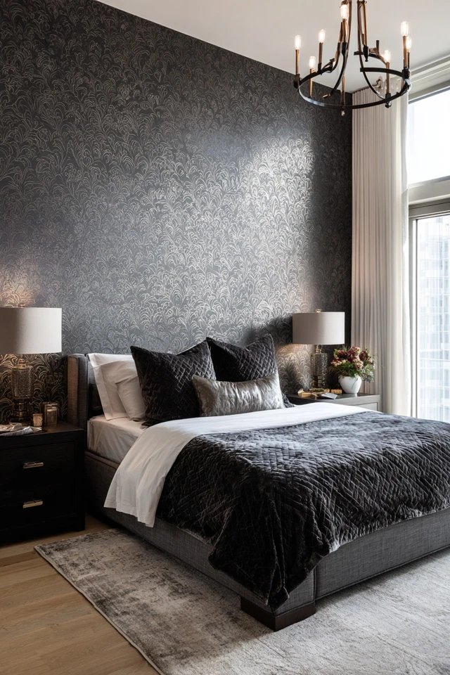 Charcoal or navy with gold metallic pattern