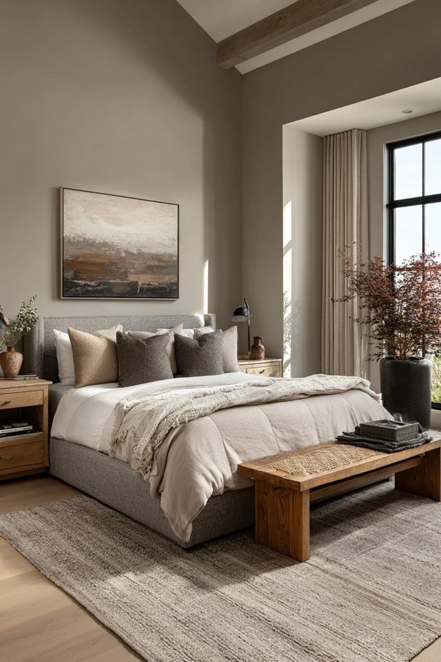 Cool-toned neutrals with chrome and glass