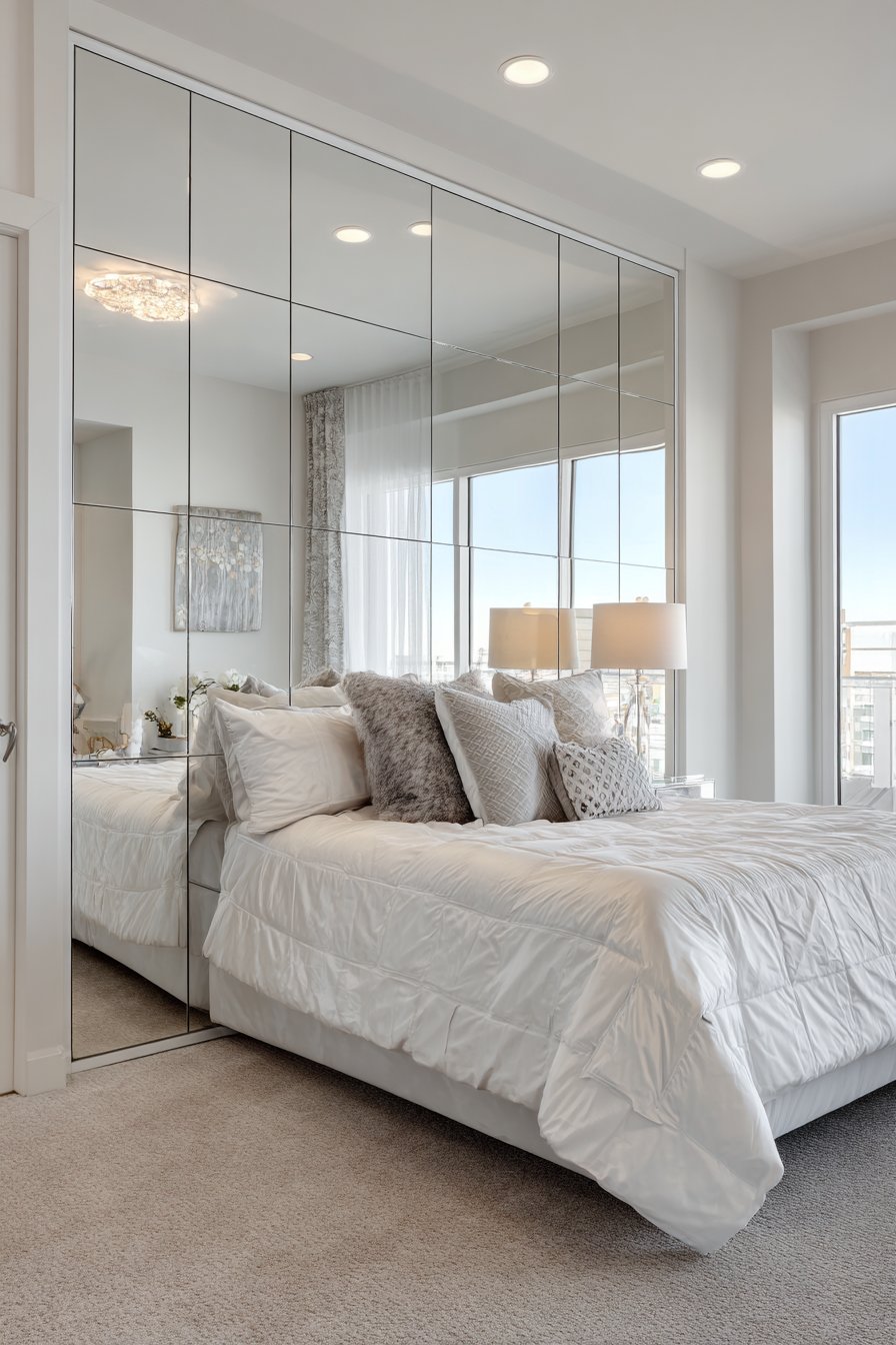 Circular or arch-shaped mirror with natural woven frame