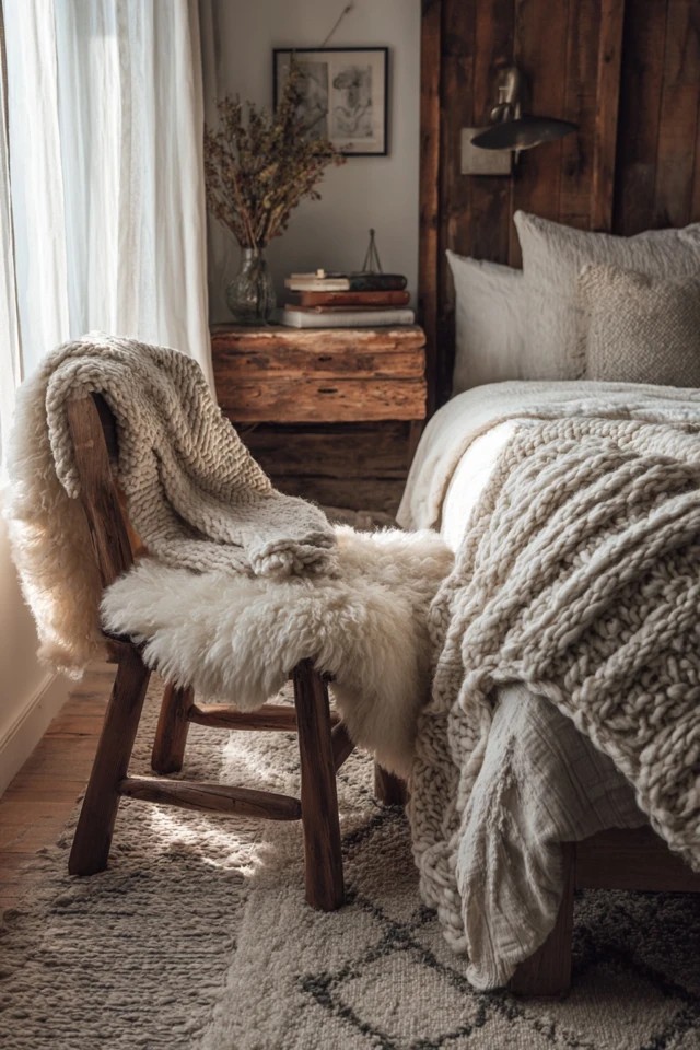 Painted planks maintaining visible grain overhead