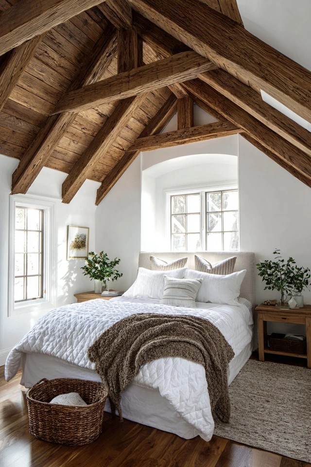 Brown walls with soft pink textiles and white furniture
