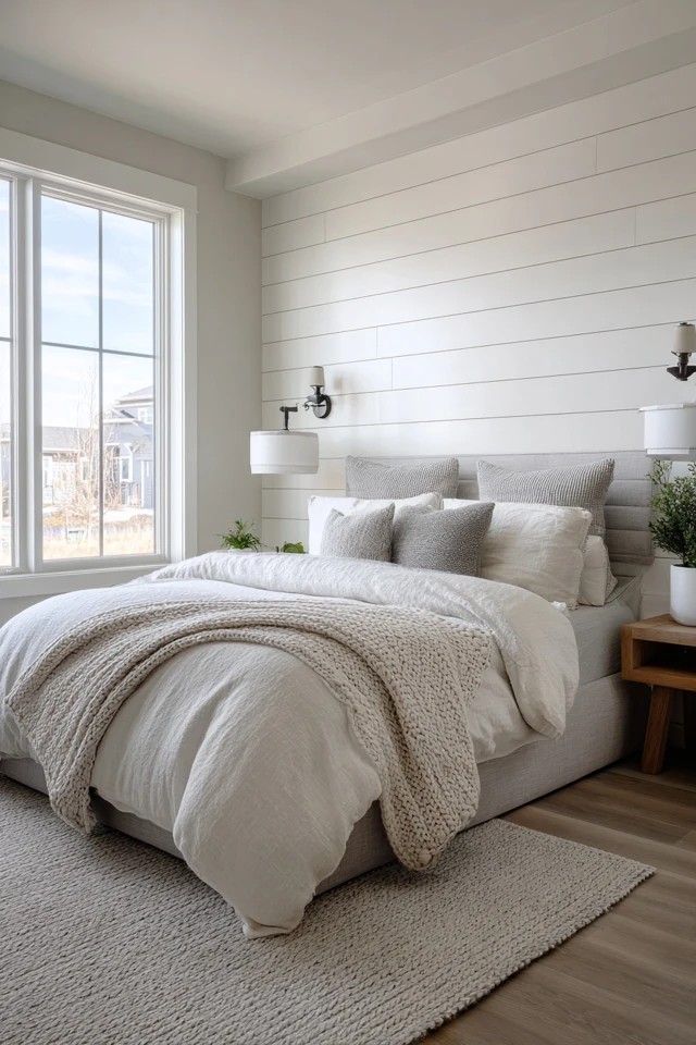 Horizontal wood planks with shadow lines in grey