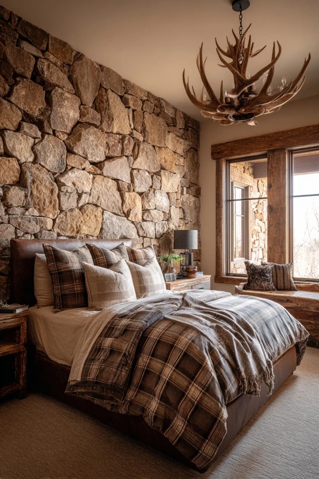 Floor-to-ceiling stone with varied rock sizes