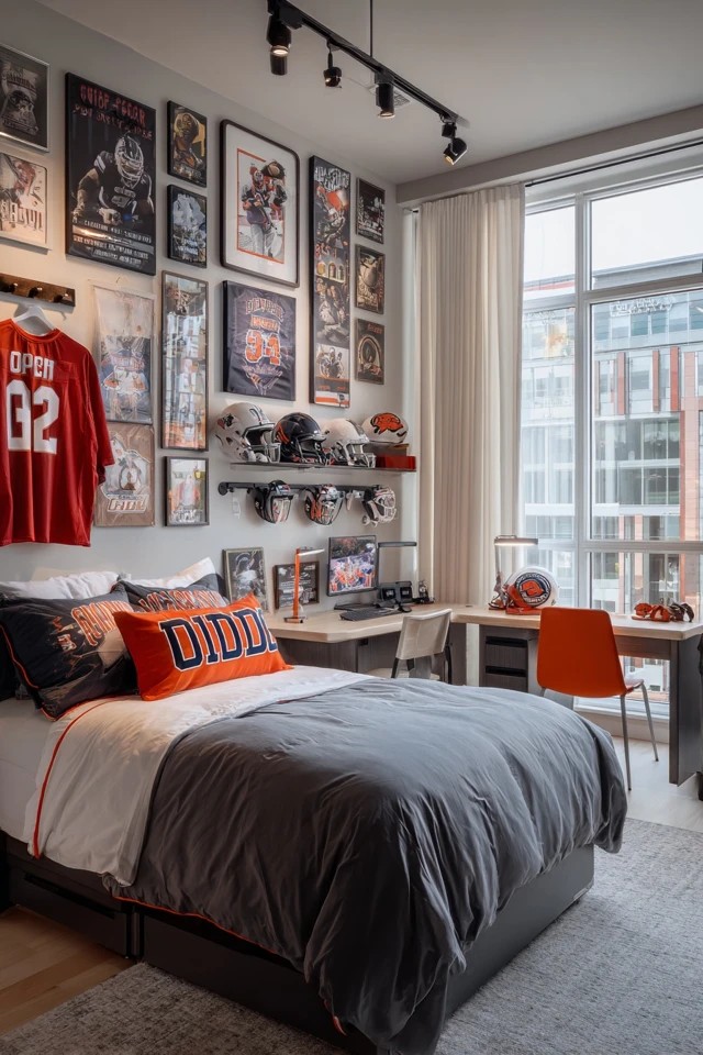 Elevated bed with desk and storage underneath