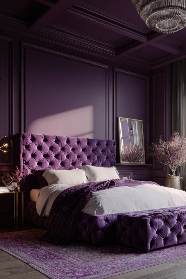 Complex mauve with grey undertones and dark wood