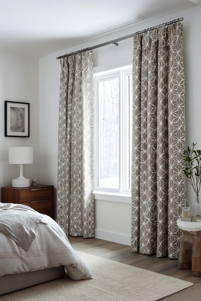 Bold geometric print adding personality to neutral room