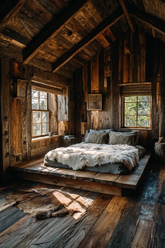 Weathered ladder displaying quilts against shiplap