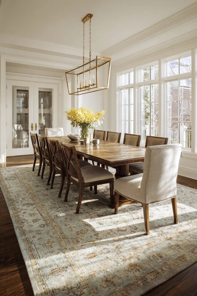 Decorative ceiling with recessed panels and molding