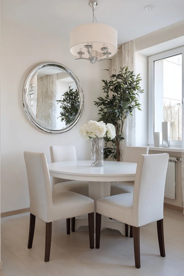 Long narrow table seating four in minimal width