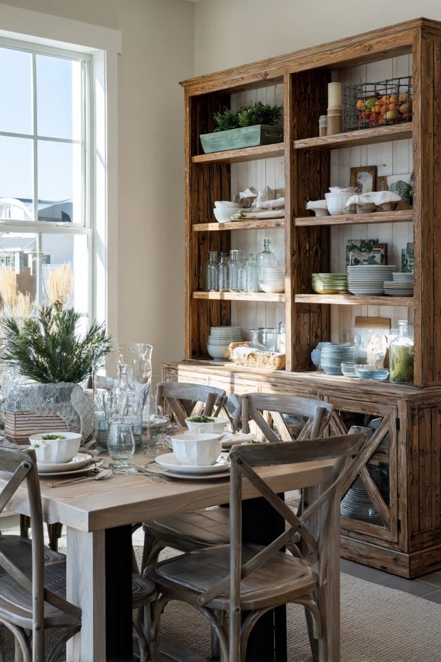 Slim console with drawers against wall