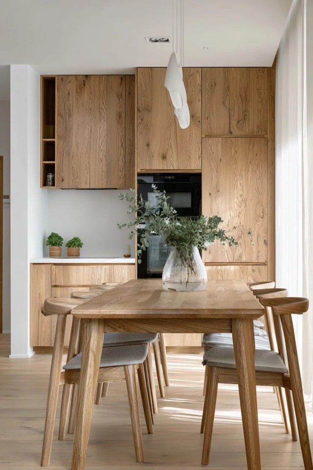 Corner banquette with table in kitchen bay window