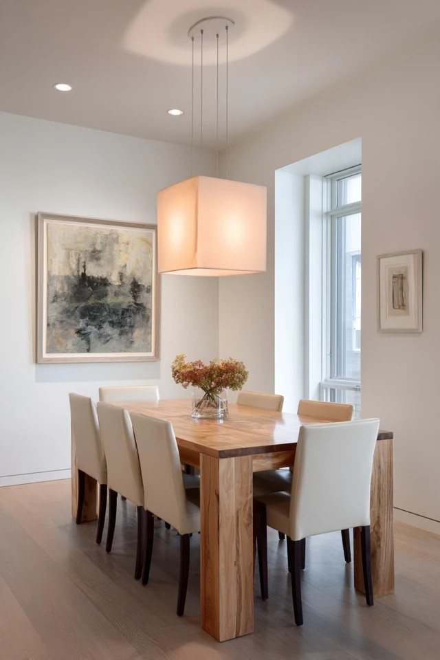 Simple modern chairs without arms sliding beneath table