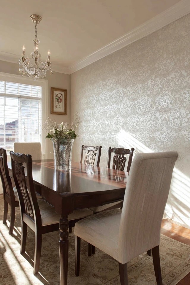 Wallpaper with classic damask pattern