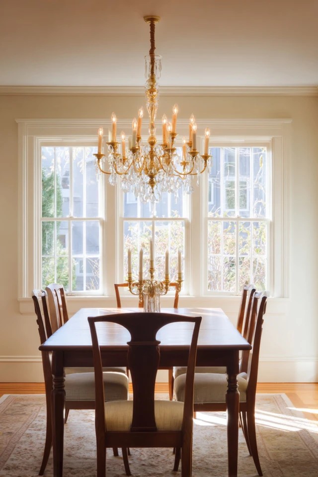 Chandelier with natural wood beads