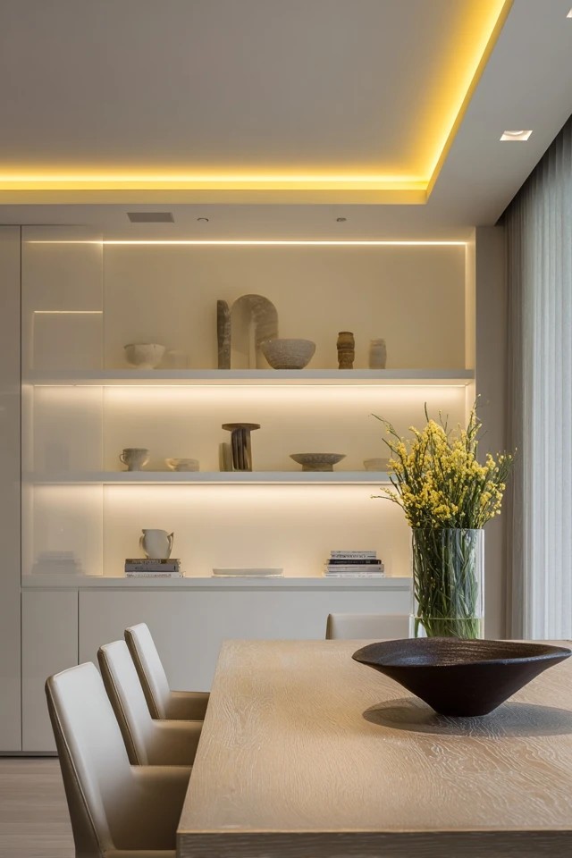 Matte black wall behind dining table