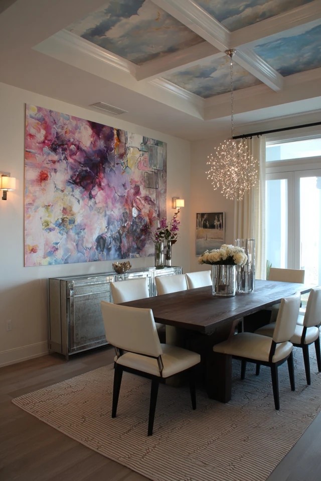 Burnt orange-red terracotta behind table