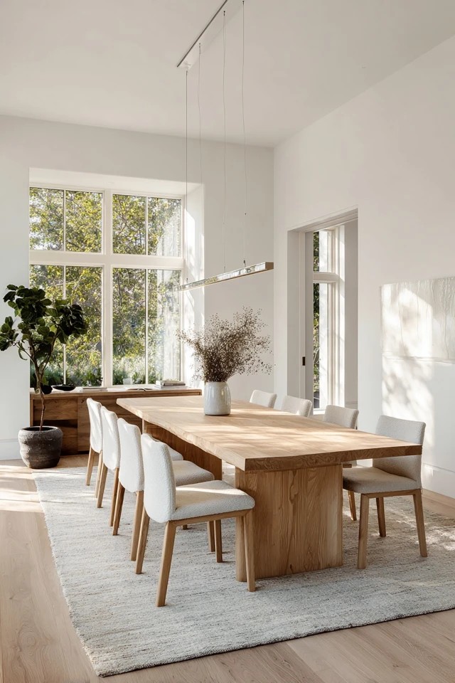 Table with low minimalist base and clean top