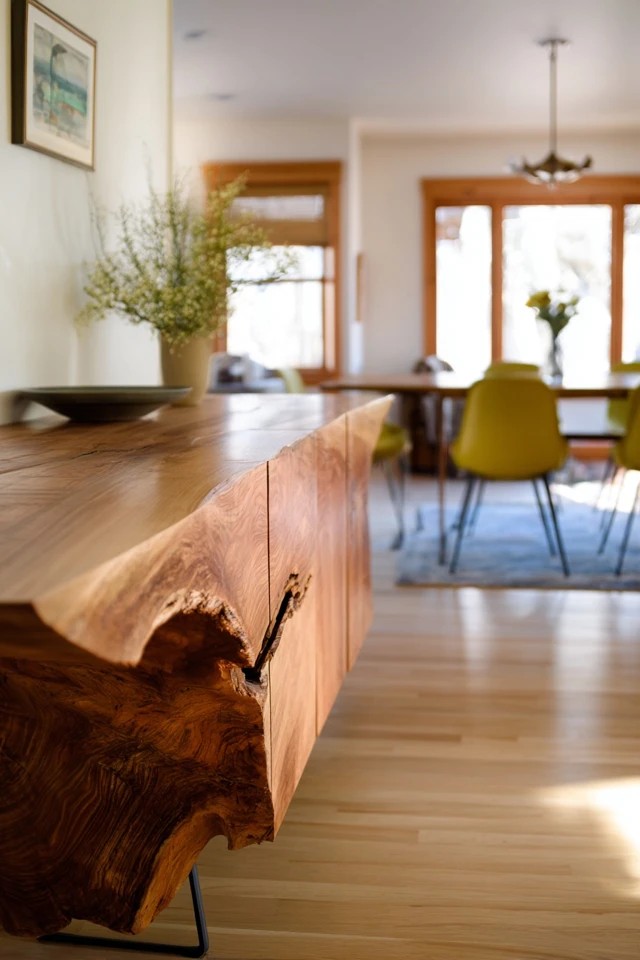 Bookcase-style shelving with dishes displayed