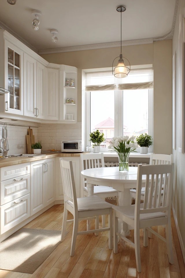 Lower ceiling plane over kitchen with full-height dining