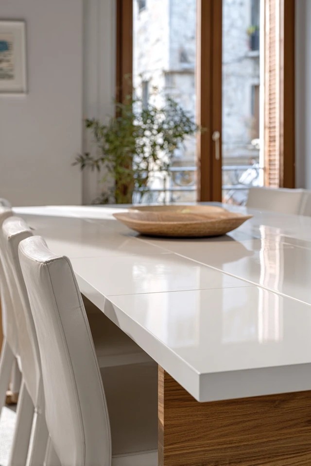 Table expanding via modern slides or folding system