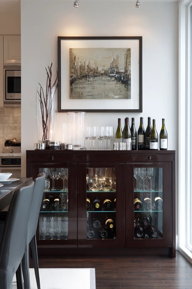 Cabinet with wine rack and glassware storage