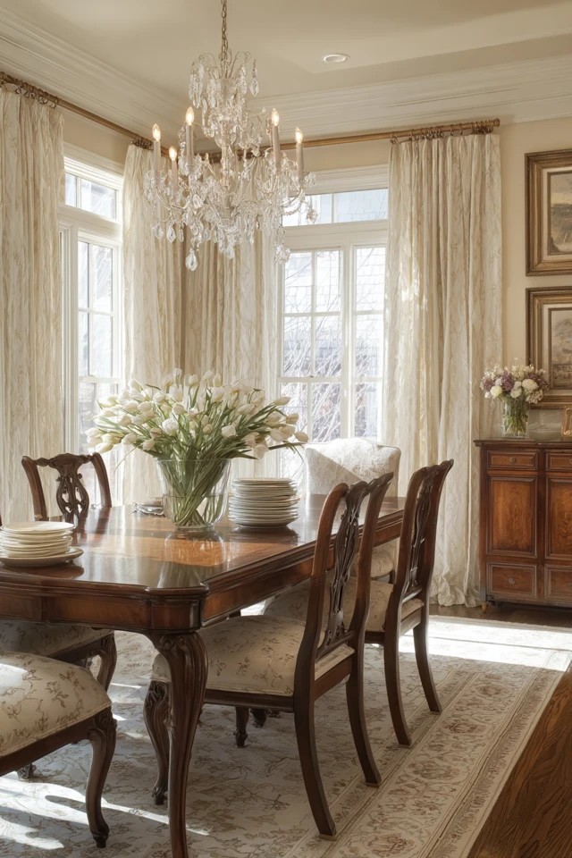 Combination of sheer underlayers and heavy drapes