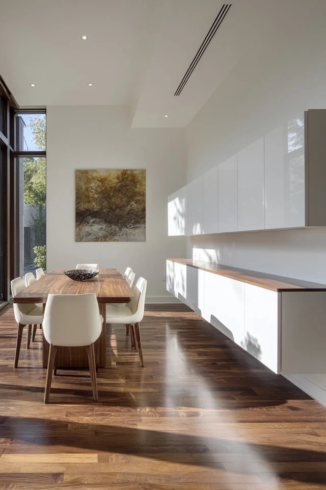 Wall-mounted buffet appearing to float