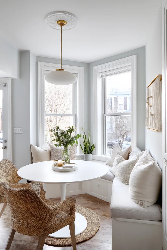 Hinged table mounted to wall folding flat unused