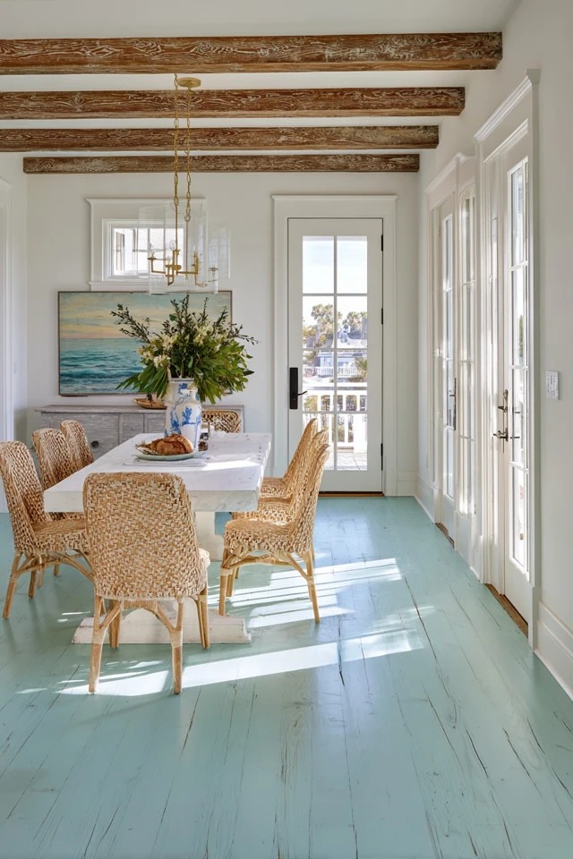 Large windows framing water views