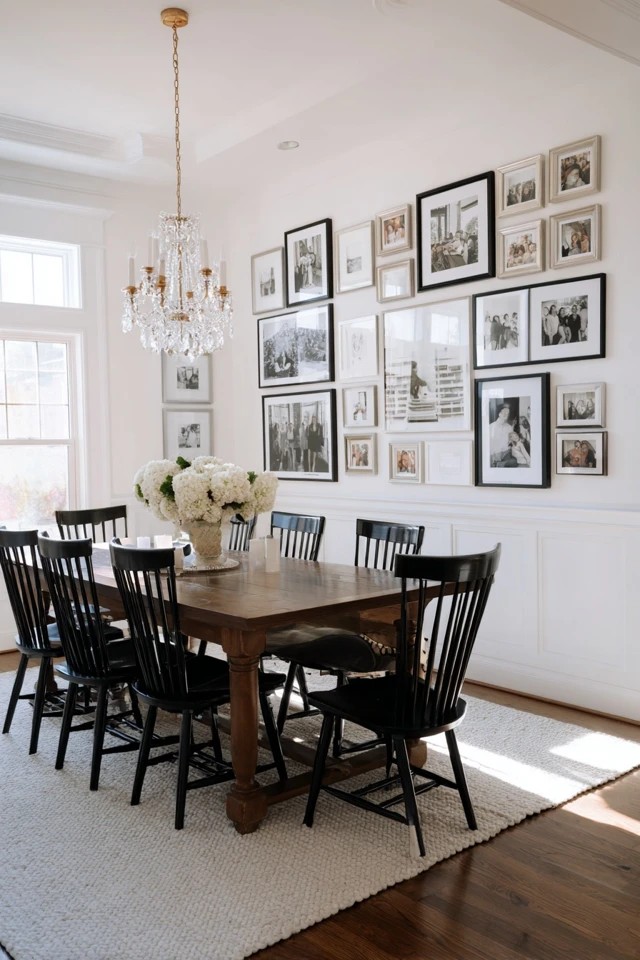 Collection of framed photographs in black frames